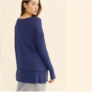 Free People Blue Knit North Shore Top